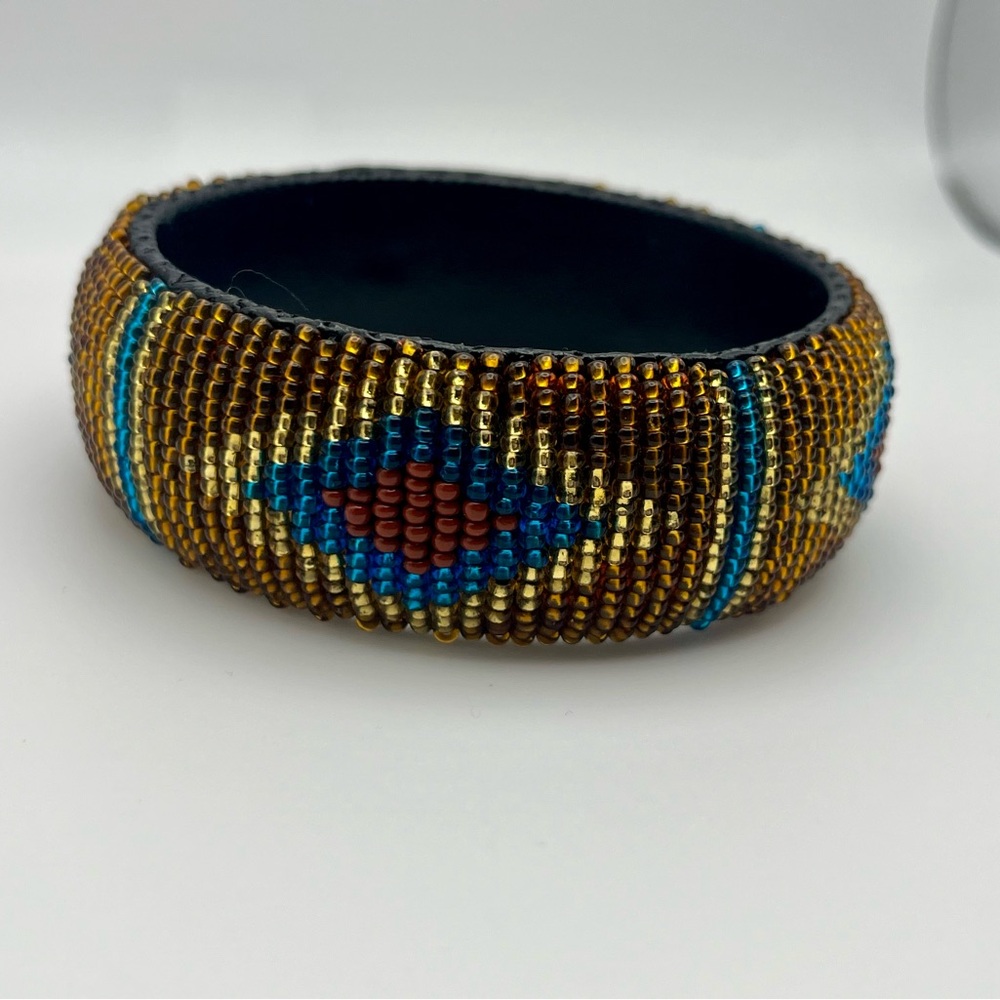 Wide Beaded Bangle Bracelet